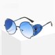 Vintage Steampunk Unique Irregular Metal Frame Sunglasses Women Fashion Luxury PU Leather Rivet Decoration Sun Glasses Men