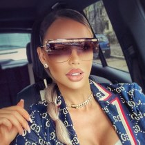 2021 New Fashion Oversized One Piece Sunglasses Women Rimless Square Sun Glasses Female Color Shades Oculos Feminino UV400