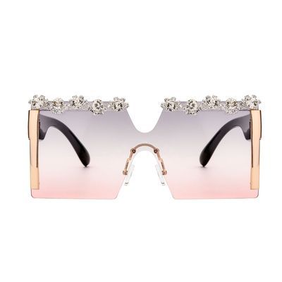 2021 square fashion frameless oversized diamond sunglasses trend for men and women