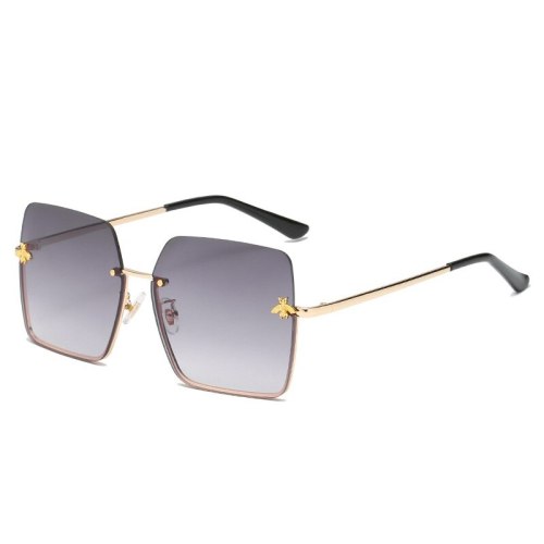 2021 new fashion little bee sunglasses women Star rimless sunglasses ins net red same style gradient sunglasses women