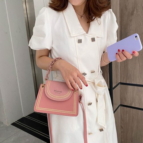 Fashion Lattice Pattern Crossbody Bag PU Leather Women Acrylic Chain Shoulder Pouch Flap Casual Messenger Totes Handbag 2020 New