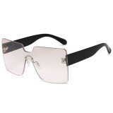 2021 wholesale sunglasses rimless Gradient yellow tint  square women sunglasses
