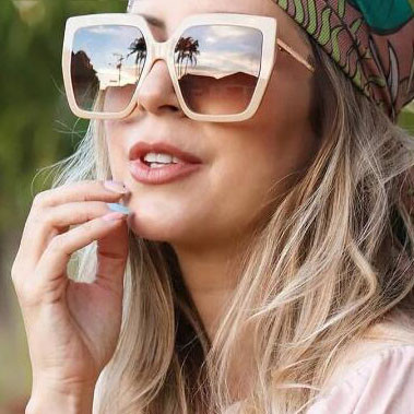 Alloy Oversized Cat Eye Shades Beige Tea Square Sunglasses For Women Elegant Gradient Uv400 Sun Glasses Female