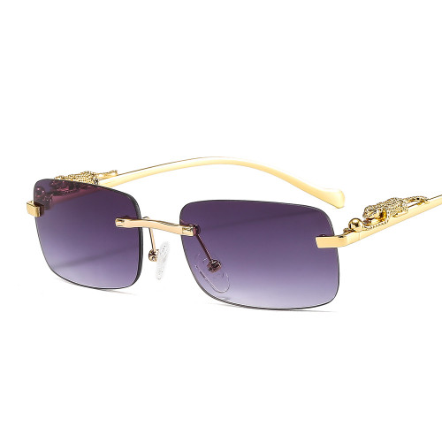 2021 Rimless Square Leopard Head Small Men Women Fashion Shades UV400 Vintage Sun Glasses
