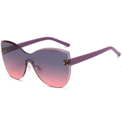Women monturas gafas graduadas Oversized glasses Gradient color red frameless korean sunglasses