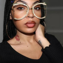 2021 Sunglasses Women Oversized CZ Diamond Designer Sun Glasses Ladies Luxury Glasses Shades for Women Wholesale Bulk Oculos