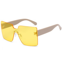 2021 wholesale sunglasses rimless Gradient yellow tint  square women sunglasses