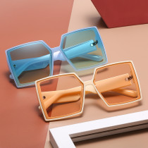 Vintage Oversized Square Blue Beige Sunglasses For Women New Fashion Candy Color Gradient Sun Glasses Female Uv400 Shades Black