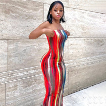 M3011 Designer red tie dyed printed bodycon maxi dress 2021 wholesale elegant bandage fashion ladies dresses summer