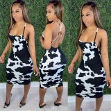 Hot Summer New Fashion 2021 Women Dresses New Arrivals Women Lady Print Elegant Casual Dresses Backless sleeveless dress