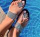 Drop shipping 2021 Summer women large size slipper  diamond slippers non slip beach flip flops
