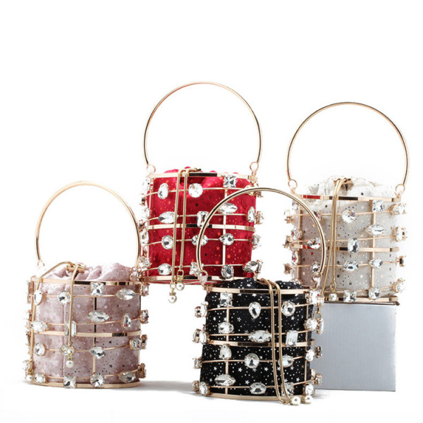 2021 metal rhinestone hollow diamond velvet pearlevening clutch bags with crystal bags