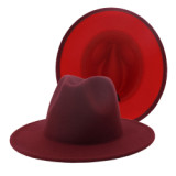 Hot sale 2 colors fedora hats for women tie dye felt man made wool fedora panama cheetah print hats cap for men