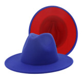 Hot sale 2 colors fedora hats for women tie dye felt man made wool fedora panama cheetah print hats cap for men