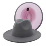 Hot sale 2 colors fedora hats for women tie dye felt man made wool fedora panama cheetah print hats cap for men