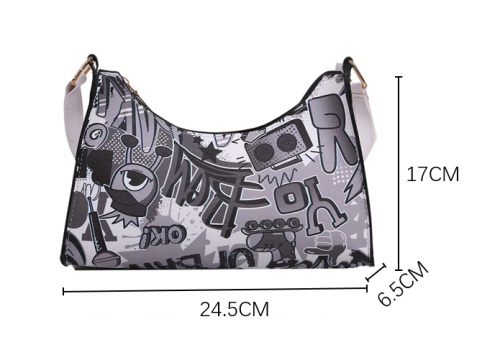 Graffiti Causual Hot Sale Luxury Fashion Trendy Pu Leather Shoulder Purse Bolso Bolsa Hand Bags For Girls