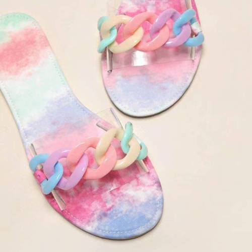 2021 women slippers comfortable plain fashion chain decoration colorful candy slides sandals