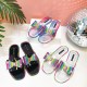 2021 Summer Slippers Women Slides Flat Bling Rhinestone Bow Jelly Sandals