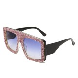 2021 Bling diamond oversized gravel rhinestone gradient men lady  square sunglasses shades female oculos driving concert style