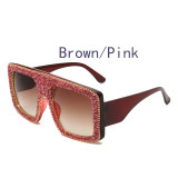 2021 Bling diamond oversized gravel rhinestone gradient men lady  square sunglasses shades female oculos driving concert style
