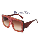 2021 Bling diamond oversized gravel rhinestone gradient men lady  square sunglasses shades female oculos driving concert style