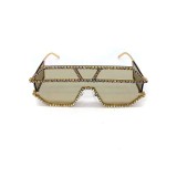 2021 wholesale hotsell luxury rhinestone geometric patterns metal oversized gradient lens cool Women sunglasses