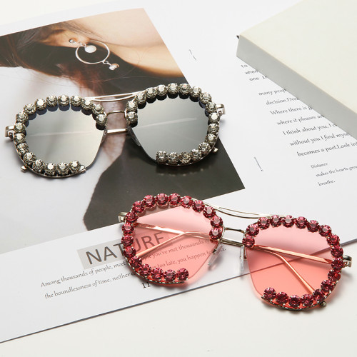 2021 hotsell wholesale half round  bling diamond sun glasses crystal women sunglasses