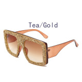 2021 Bling diamond oversized gravel rhinestone gradient men lady  square sunglasses shades female oculos driving concert style