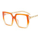2021 Retro Square Women Glasses Frame Fashion Clear Lens Eyewear Chain Decoration Men Optical Gradient Eyeglasses Frame