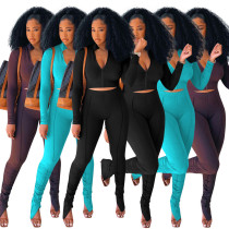 Fall 2021 women clothes New pleated solid color long sleeved sports womens suits two piece set
