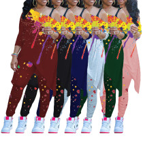 women matching sets 2021 graffiti sexy print off the shoulder two piece set women fall tracksuit