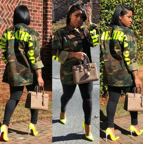 2021 Women Autumn Winter Long Jackets Casual Fashion Fall Clothing Camouflage Womens Coats