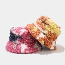 2021 Designer Winter Hat Lamb Wool Vintage 10 Colors Furry Warm Custom Tie Dye Fur Bucket Hat For Women Autumn Winter