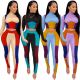 High Quality Patchwork Crop Top Long Sleeves Winter Women Clothes 2021 Two Piece Set Women Clothing Two Piece Tracksuits