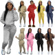 2021 hotsell and fashion USA women's cross-border Amazon autumn/winter plus velvet hoodie two-piece casual sports suit women