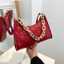 Shoulder Underarm Bags Vintage PU Leather Solid Color Casual For Women Fashion Thick Chain Ladies Simple Small Shoulder Handbags