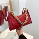 Shoulder Underarm Bags Vintage PU Leather Solid Color Casual For Women Fashion Thick Chain Ladies Simple Small Shoulder Handbags
