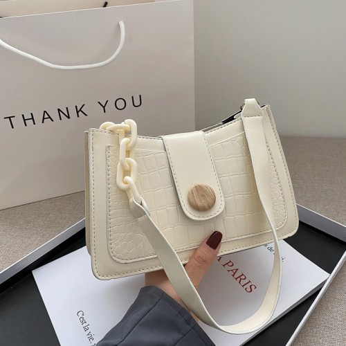 2021 Pattern Baguette Handbag for Women  Candy Color Chain Ladies Small Shoulder Bags Fashion Design Leather Armpit Bag