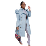 2021 Wholesale Long Winter Clothes For Women Long Full Length Solid Color Windbreaker Women Jacket Coat