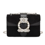 All-match small bag female 2021 Korean version frosted chain shoulder messenger bag pu fashion diamond portable small square bag