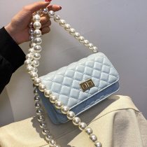 Lady Pearl Crossbody Bag for Women's 2021 Luxury Brand Beading Shoulder Bag and Purse Small Messenger Bags PU Mini Purse Bags