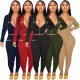 Sportswear Fitness Embroidery Body Letter Tracksuit Women Sexy Turn-down Collar Zipper V Neck Crop Top + Leggings Two Piece Set