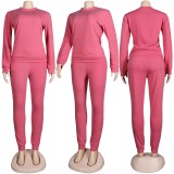 Casual Solid Sportswear Fitness Tracksuit Women Lounge wear Long Sleeve Sweater Top + Drawstring Sweat Pants Slim Two Piece Set