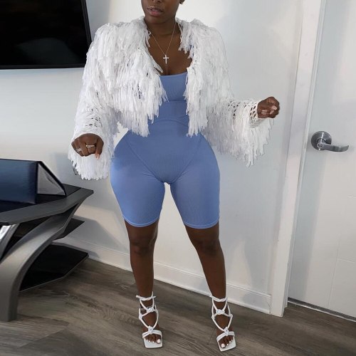 Handmade Tassels Knitted Tops Autumn Winter Clothing Solid Chic Off Shoulder Long Sleeve Open Stitch Cropped Sweater Cardigan