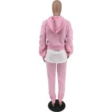 Autumn Winter Two Piece Set Tracksuit Women Asymmetrical Hem Long Sleeve Hooded Sweatshirt and Workout Jogger Athleisure Outfits