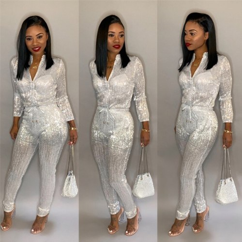 S-4XL Gilding Women Jumpsuit Christmas Zipper Turtleneck Long Sleeve Fashion Casual Romper Club Party Overalls Jumper