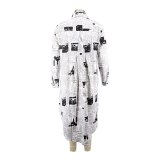 Dresses for Women Streetwear Newspaper Print Shirt Dress Lounge Wear Loose Casual Plus Size Dress Wholesale Dropshipping