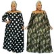 Plus Size Dresses for Women 5xl Fall Polka Dot Camouflage Printing Condole Belt Slash Neck Dress Sets Wholesale Dropshipping