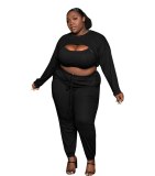 3 Piece Set Women Plus Size 4XL 5XL Women Clothing Long Sleeve Tops + Pants Birthday Casual Tracksuit Fall Winter Clothes