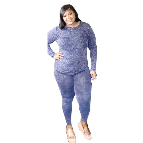 Plus Size 4XL 5XL Long Sleeve Two Piece Set Ladies Tops and Sport Pants Tracksuit Outfits for Women Matching Sets Fall Winter